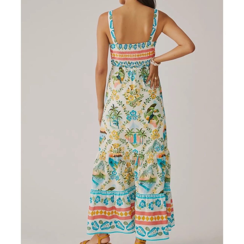 Farm Rio x Anthropologie Printed Maxi Dress XS NWT Blue Motif - Picture 5 of 16